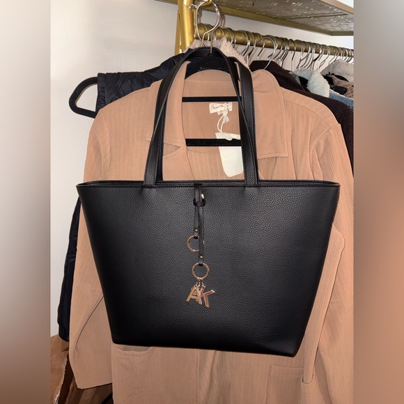 Anne Klein Handbags - Anne Klein Black Tote with Gold Bag Charms